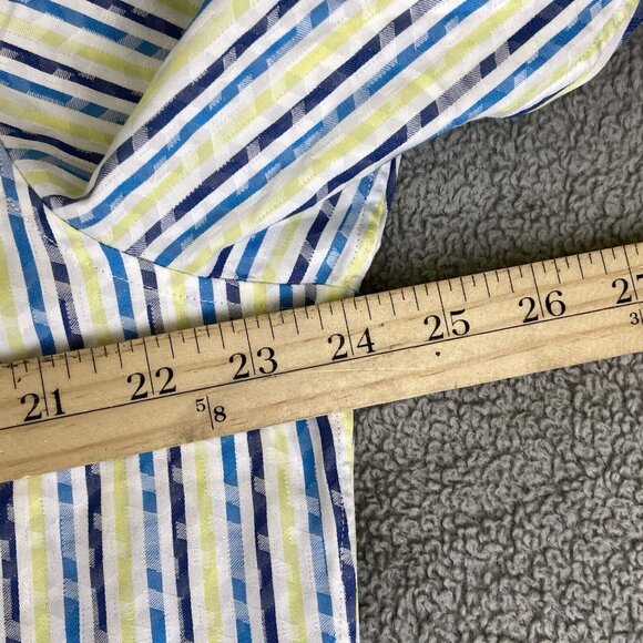 Robert Graham Shirt Men's Large Striped Button Long Sleeve Dinosaur‎ Flip Cuff - Picture 8 of 16